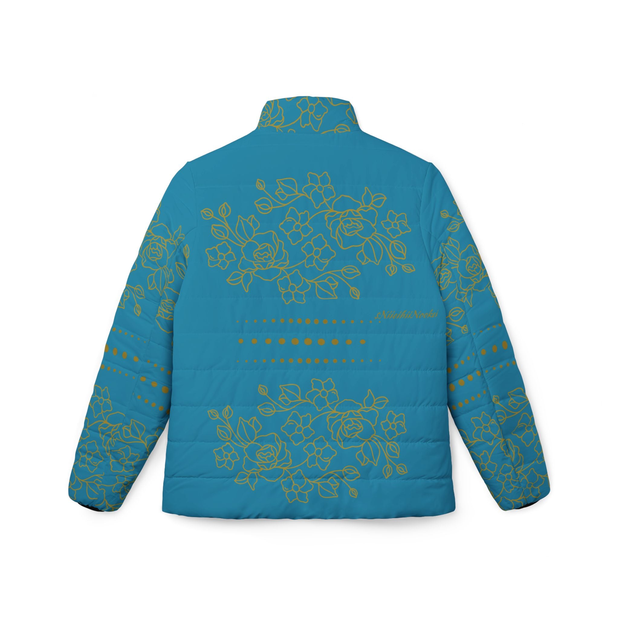 $NiieihiiNookei Floral Teal Women’s Puffer Jacket — Lightweight Quilted Winter Coat