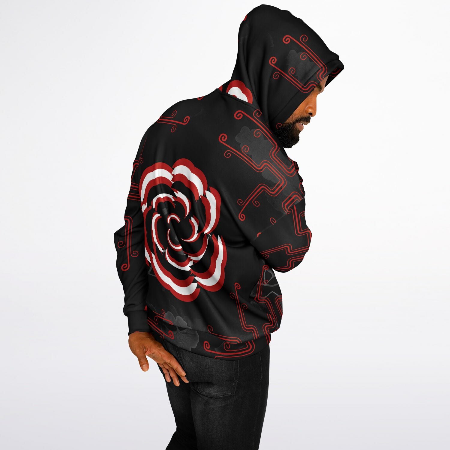 $NiieihiiNookeii Rose Heavyweight Oversized Hoodie - AOP