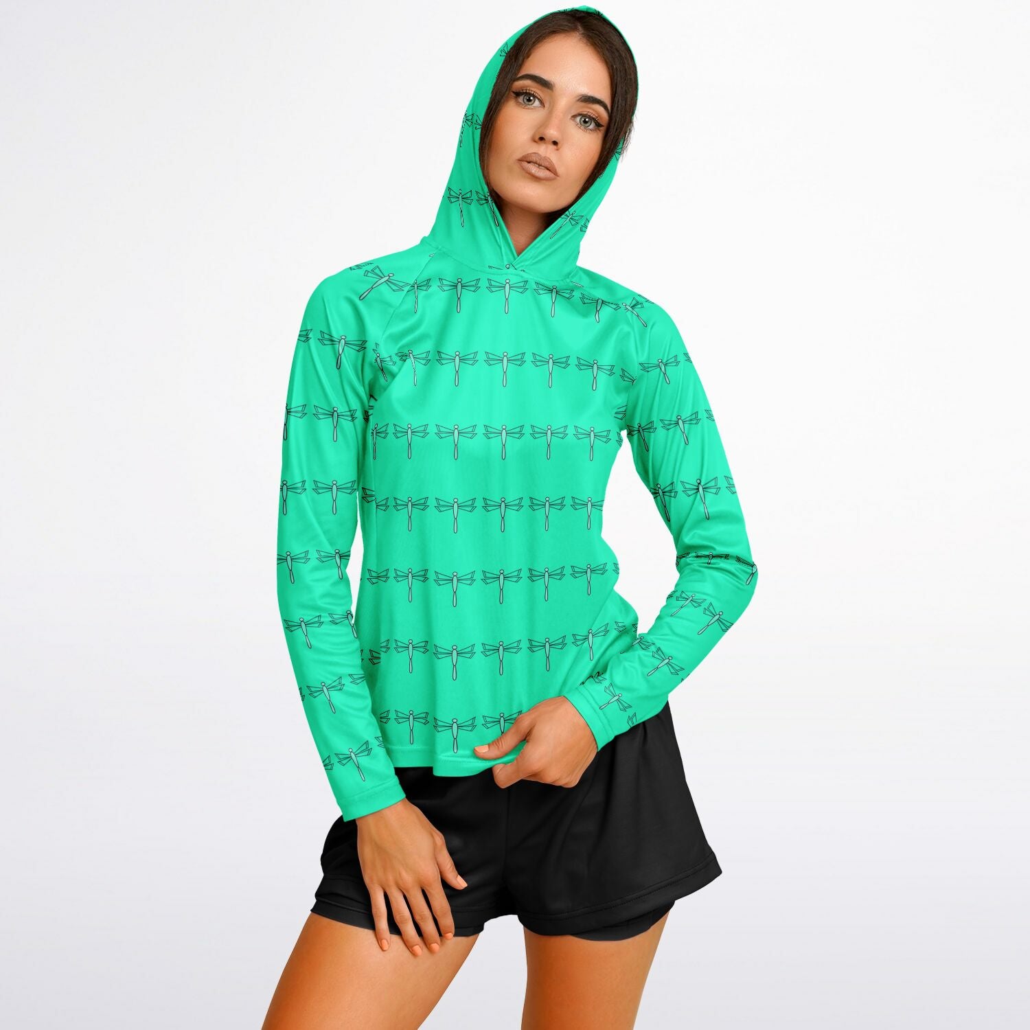 $NiieihiiNookei Women's Long Sleeve Hooded Performance Shirt - AOP