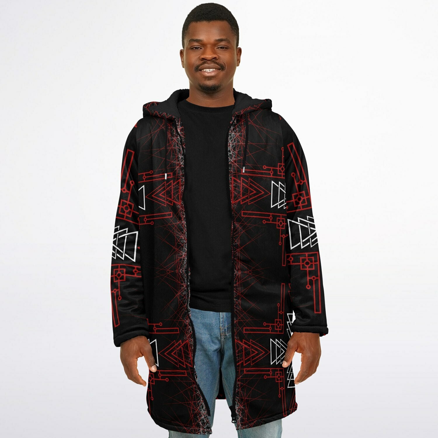 $NiieihiiNookei Microfleece Lined Zipper Cloak - AOP