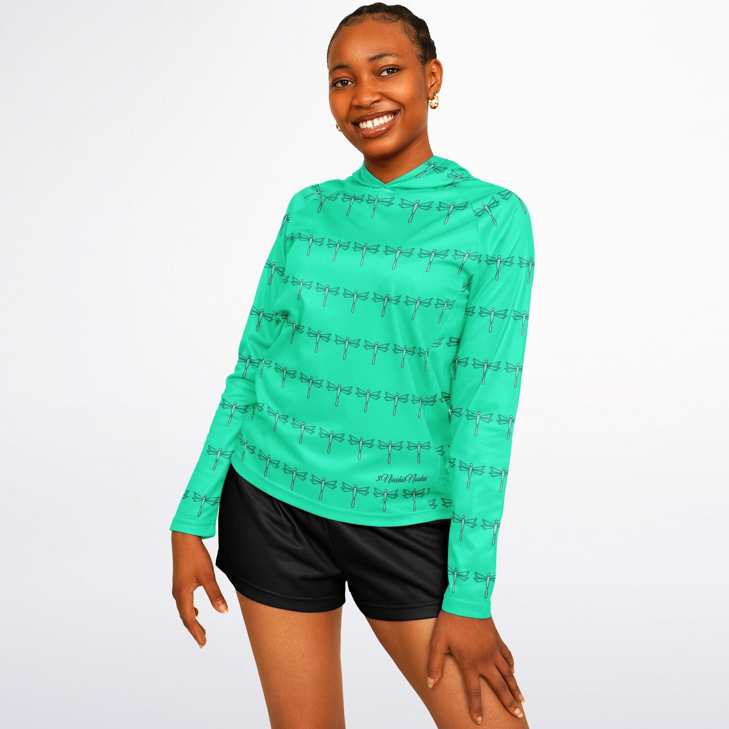 $NiieihiiNookei Women's Long Sleeve Hooded Performance Shirt - AOP