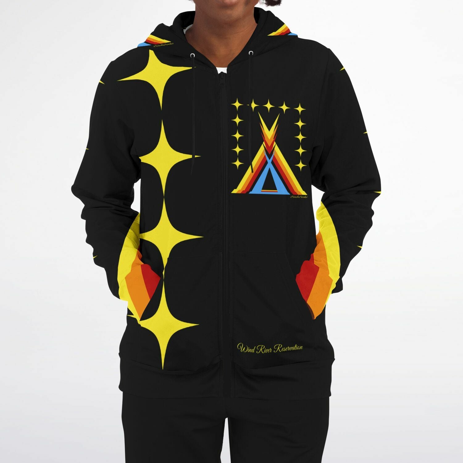 Wind River Reservation Design by $NiieihiiNookei Zip-Up Hoodie - AOP copy