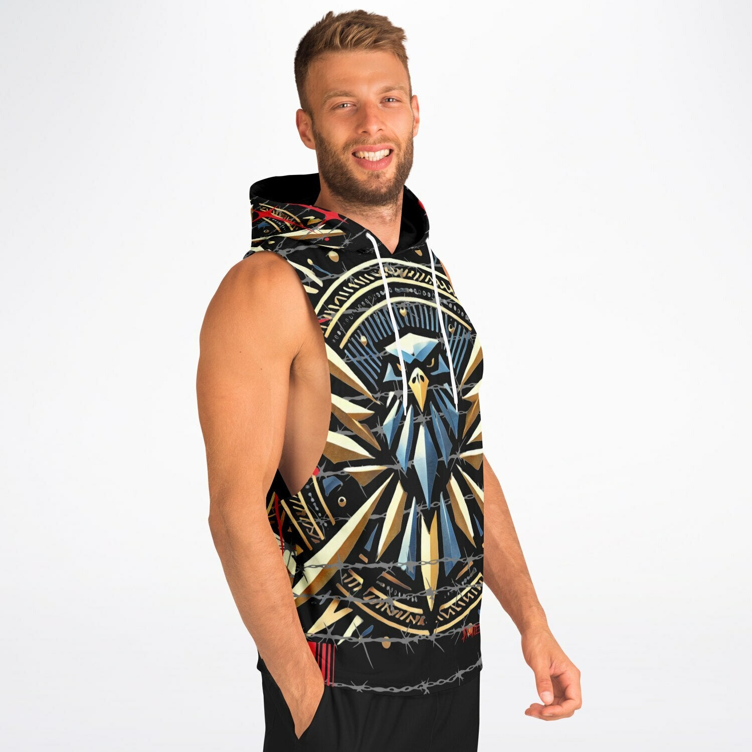 $NiieihiiNookei Athletic Drop Armhole Hoodie - AOP