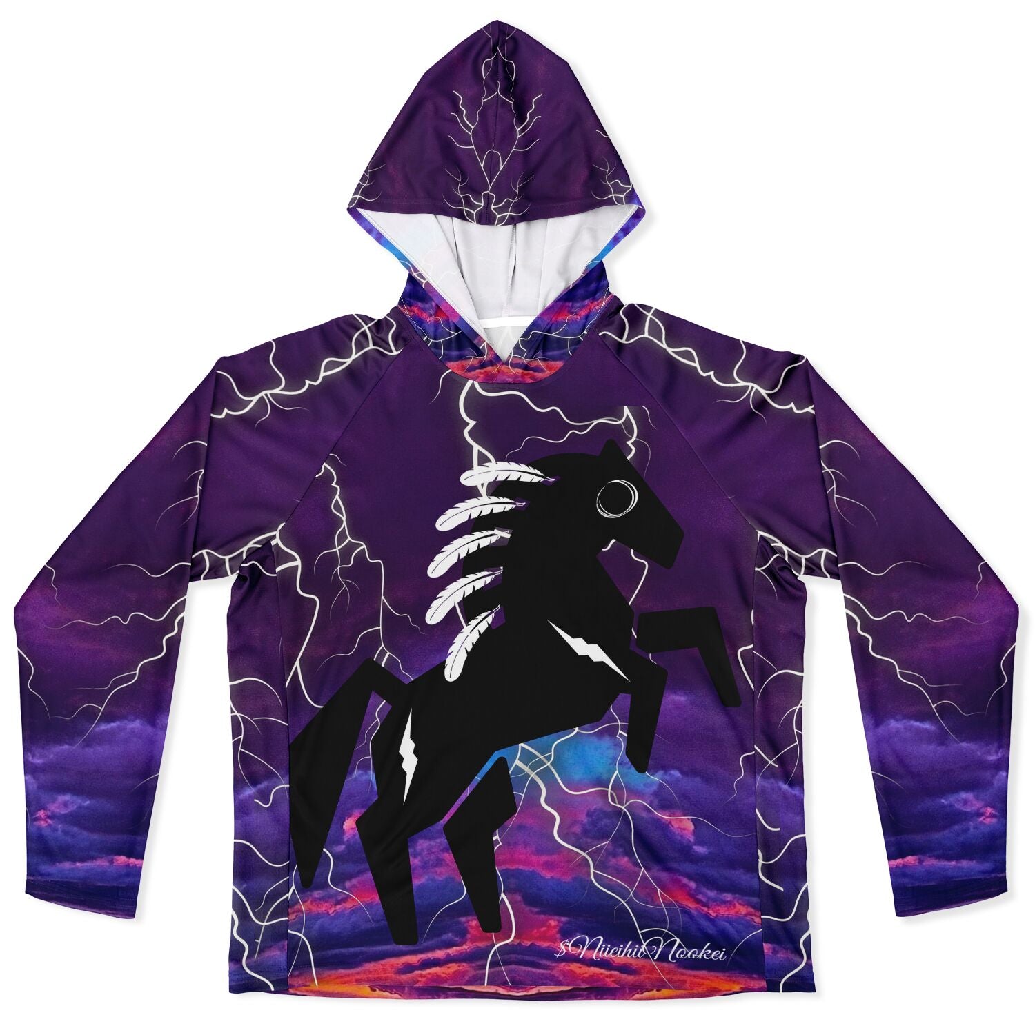 $NiieihiiNookei Men's Long Sleeve Hooded Performance Shirt - AOP