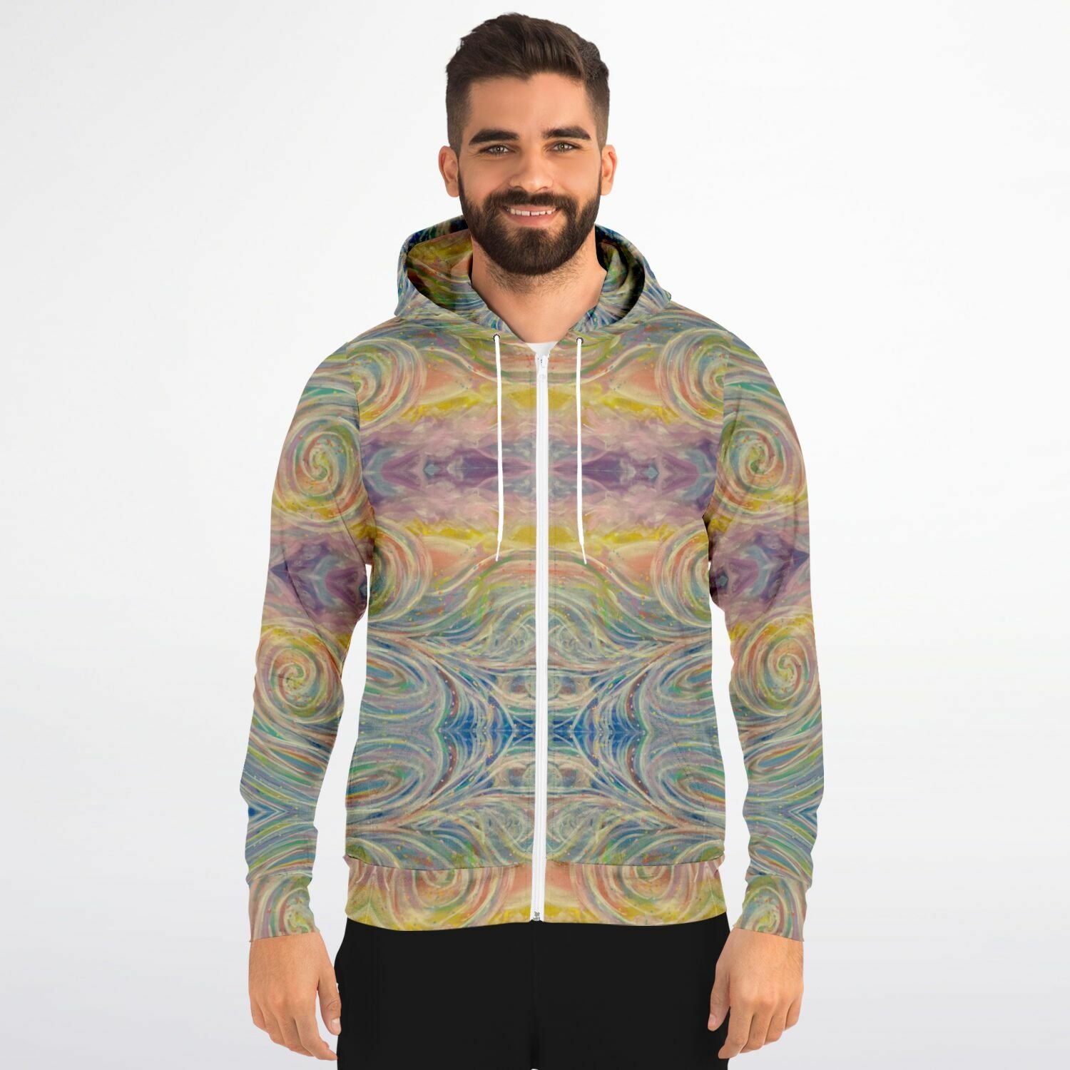 SMW Watercolor Fashion Zip-Up Hoodie - AOP
