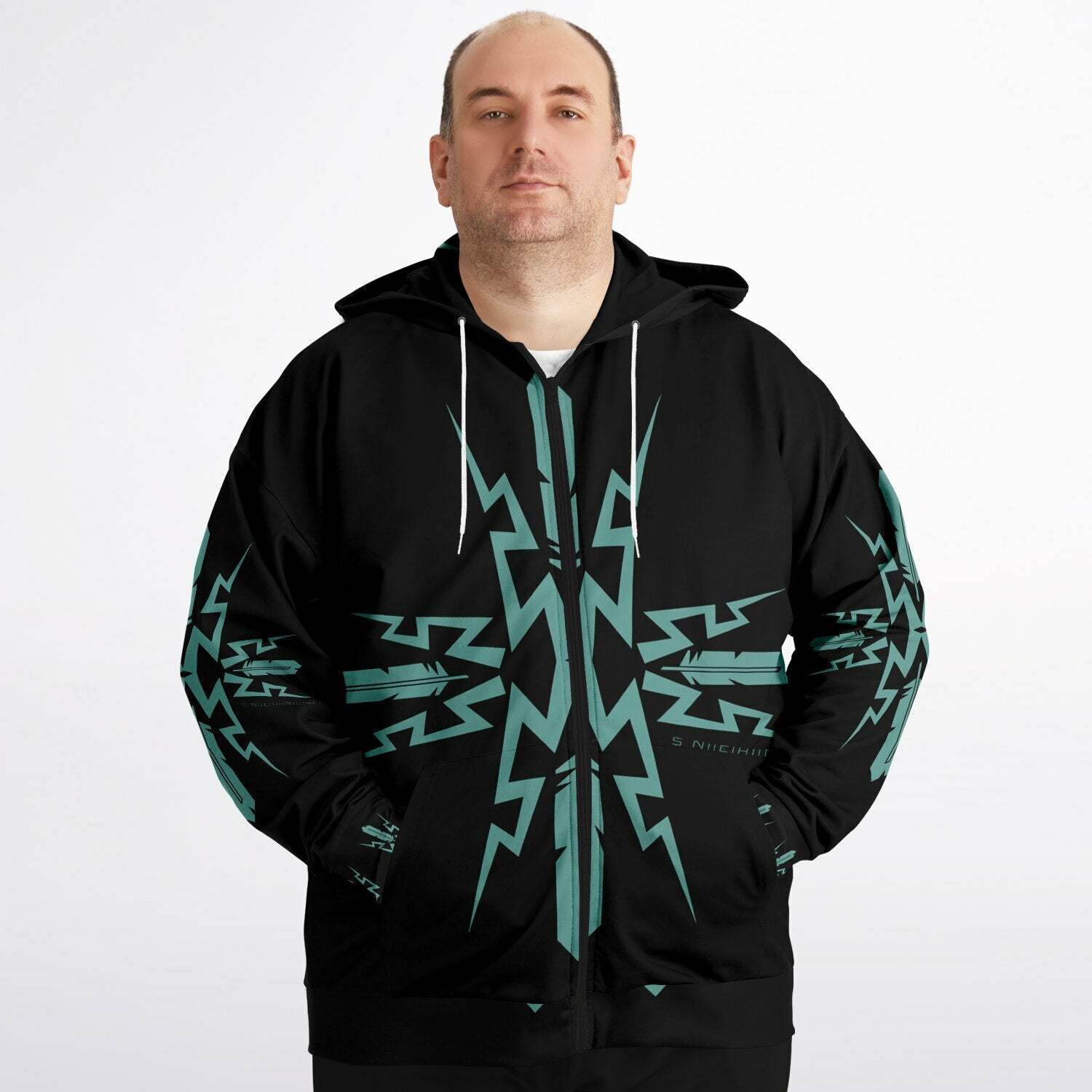 $NiieihiiNookei Plus-size Ziphoodie - AOP