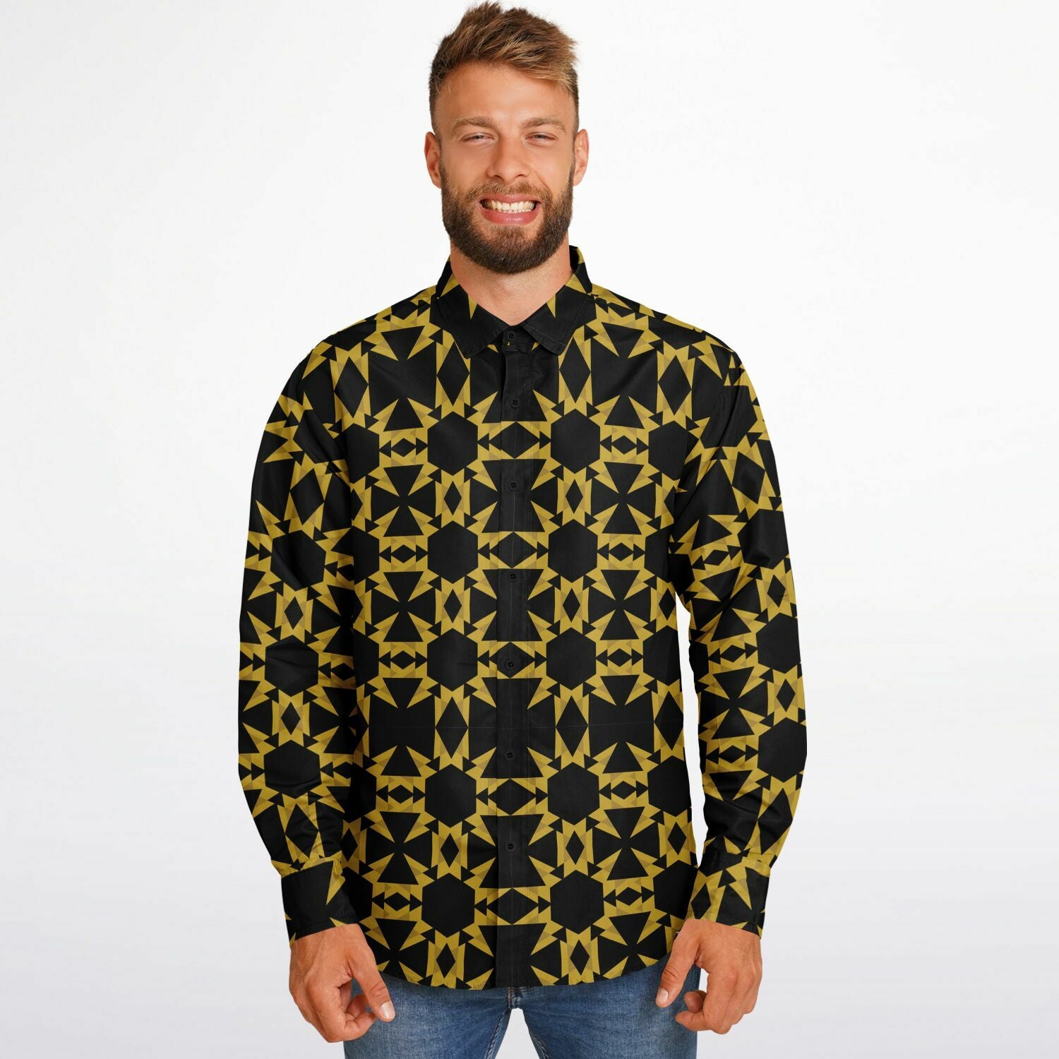 $NiieihiiNookei Long Sleeve Button Down Shirt - AOP