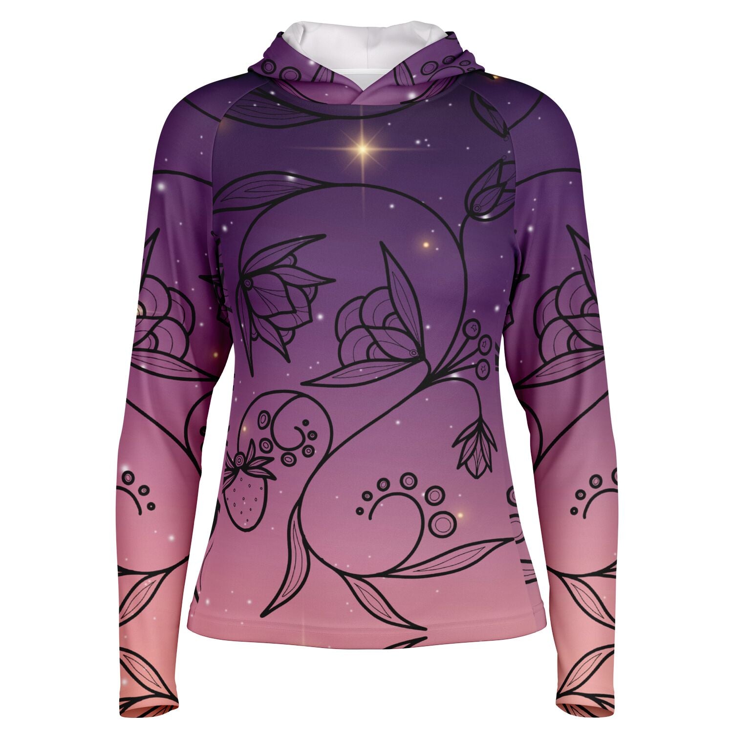$NiieihiiNookei Floral Sunset Women's Long Sleeve Hooded Performance Shirt - AOP