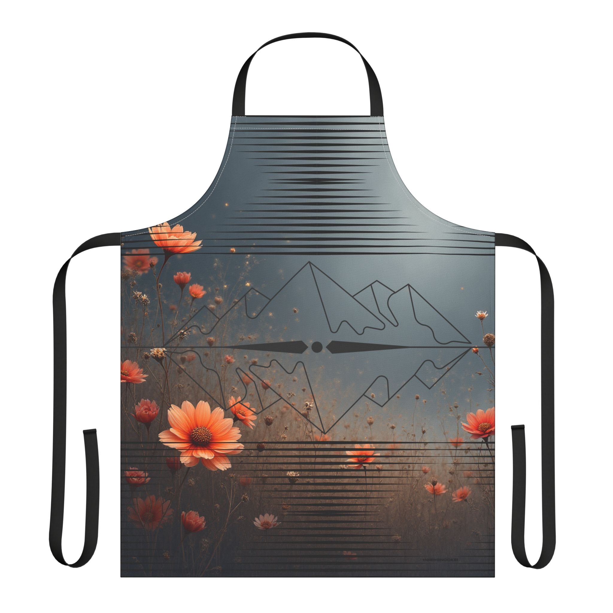 Floral Mountain Reflection Apron — Botanical Camping Chef Apron