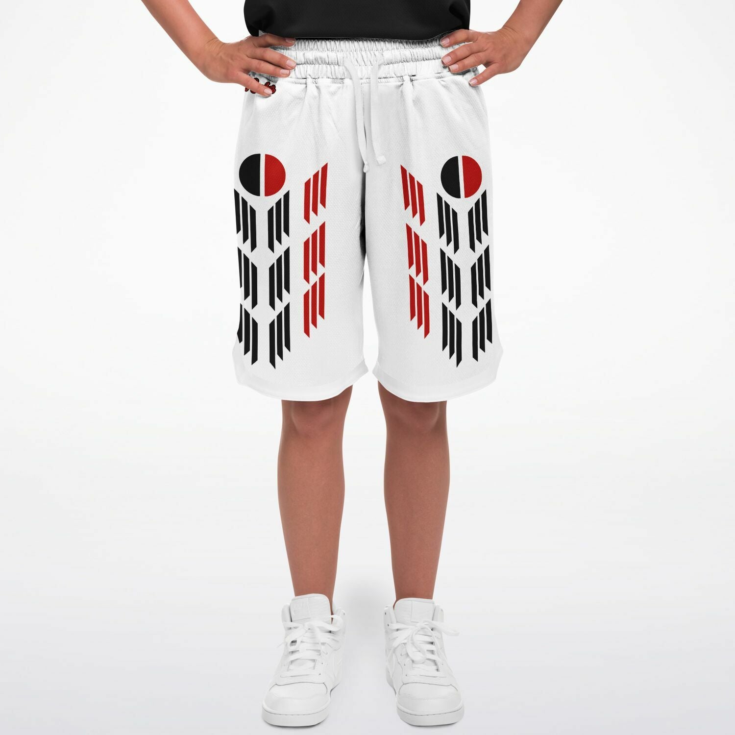$NiieihiiNookei Arapaho Flag Design Basketball Short Rib - AOP