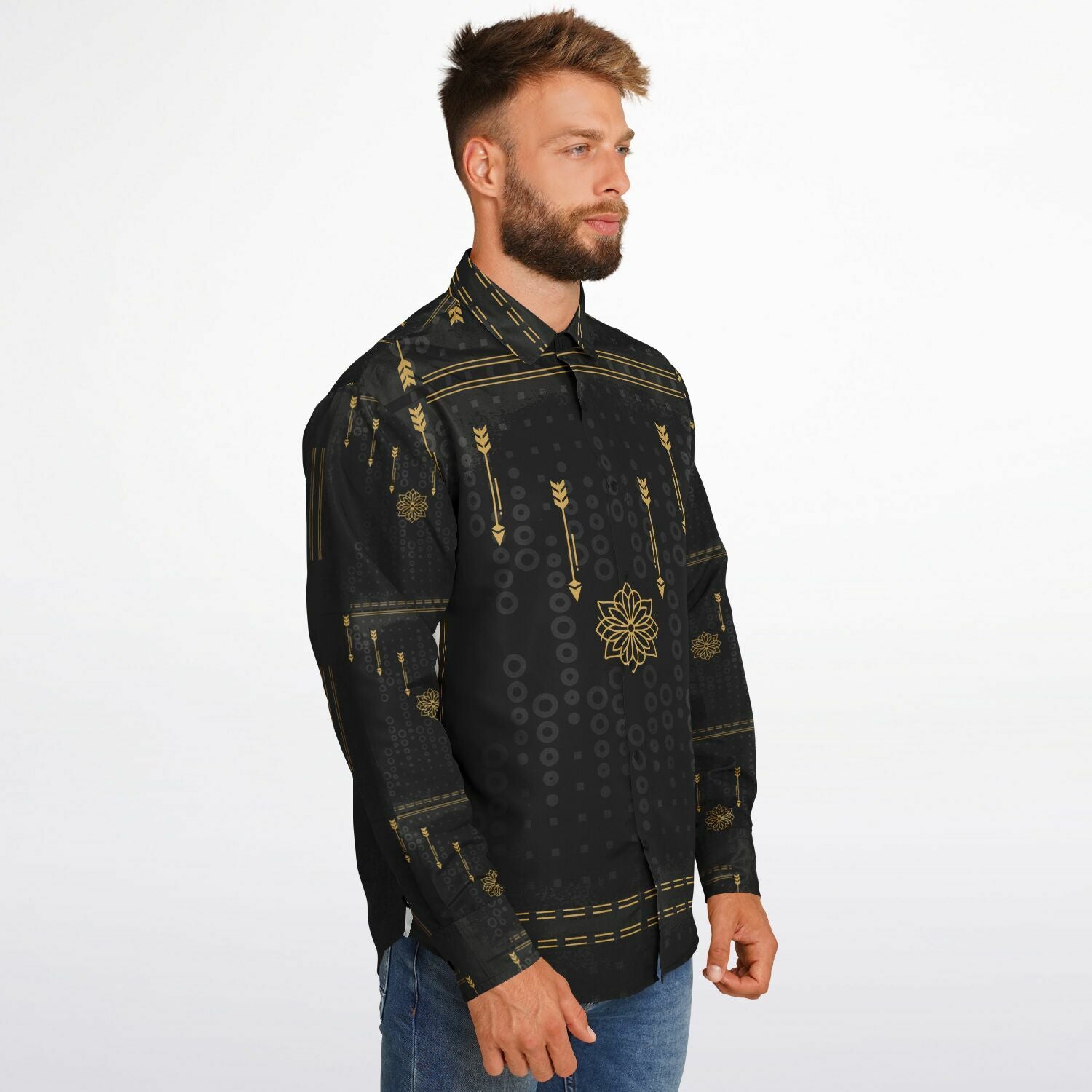 $NiieihiiNookei Long Sleeve Button Down Shirt - AOP