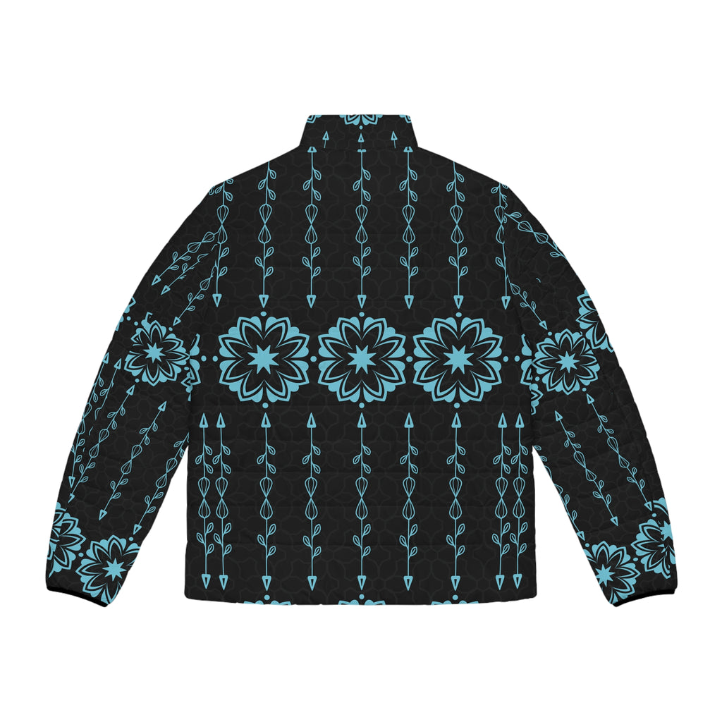 $NiieihiiNookei Men's Puffer Jacket — Modern Indigenous Design AOP