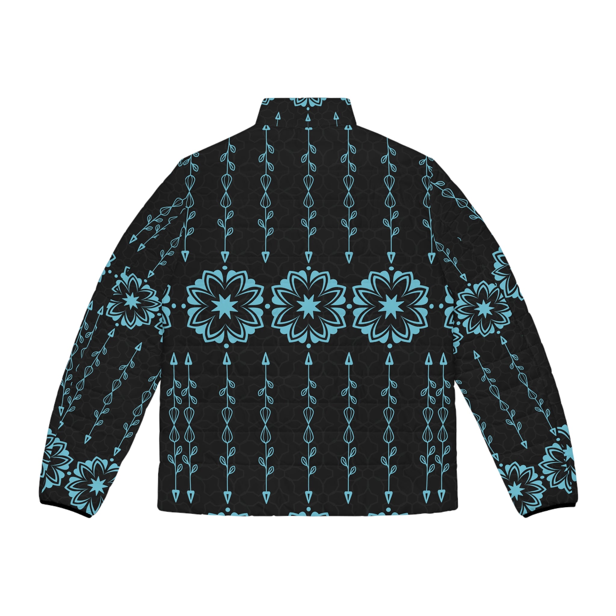 $NiieihiiNookei Men's Puffer Jacket — Modern Indigenous Design AOP