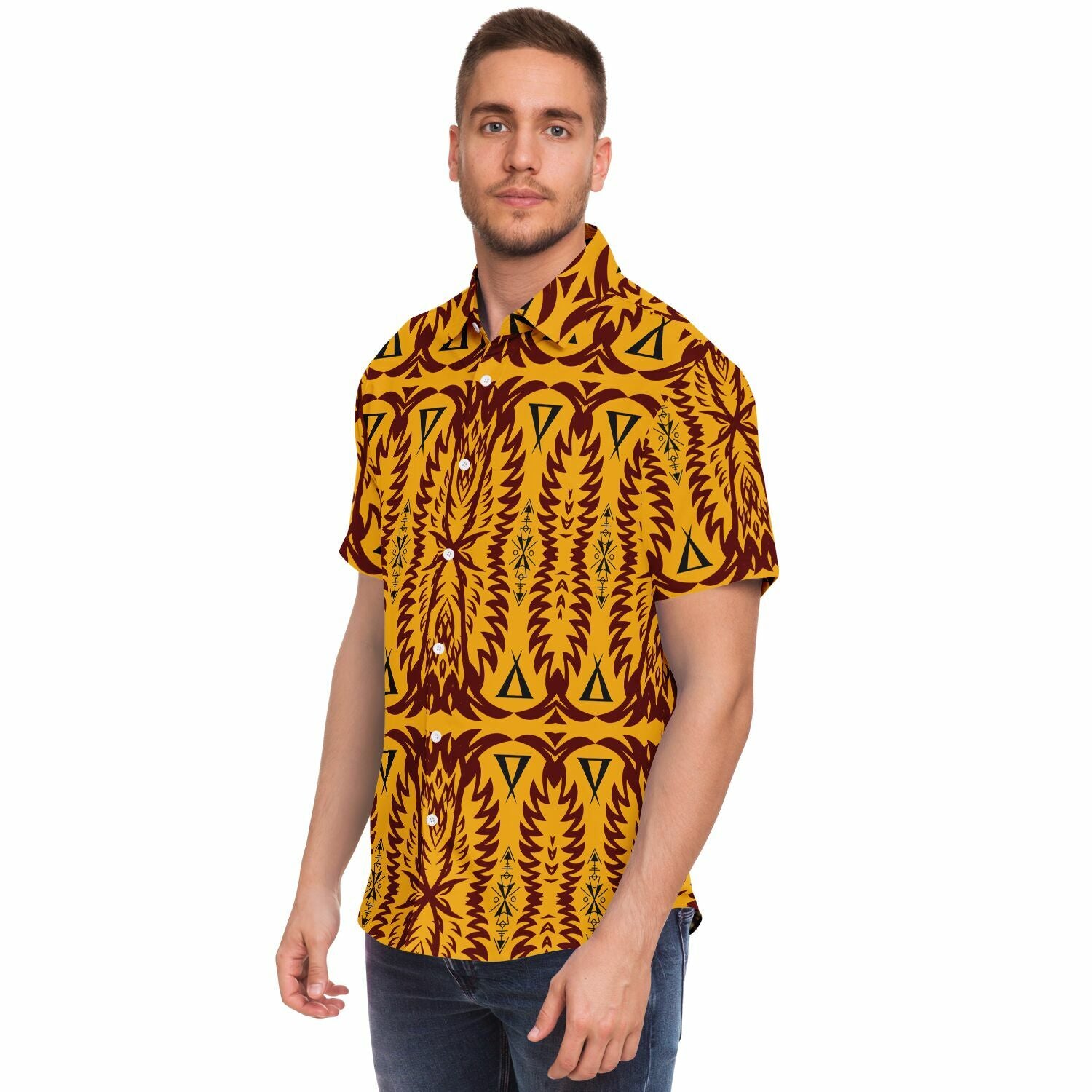 Short Sleeve Button Down Shirt - AOP
