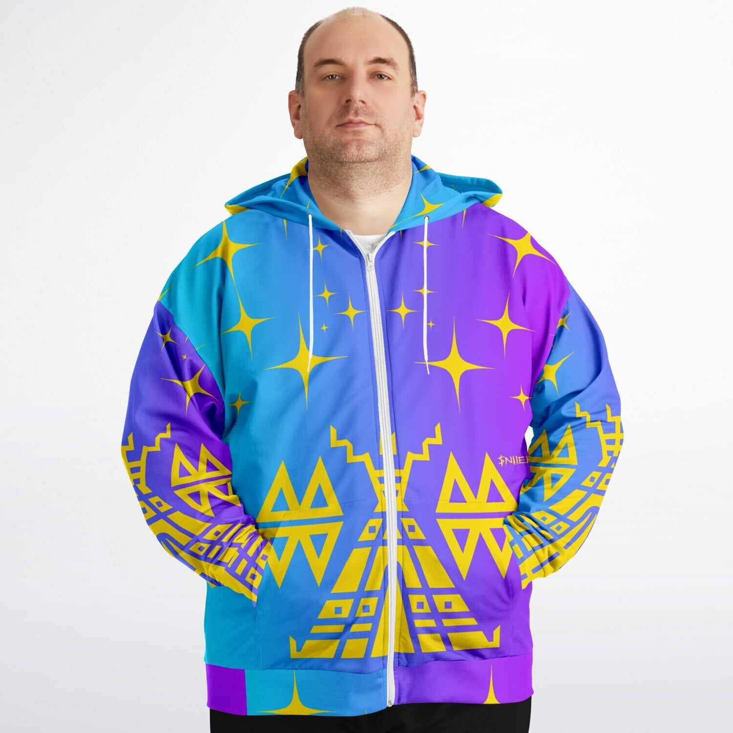 $NiieihiiNookei Fashion Plus-size Ziphoodie - AOP