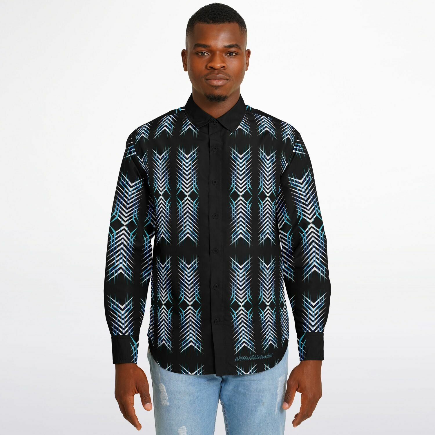 $NiieihiiNookei Long Sleeve Button Down Shirt - AOP