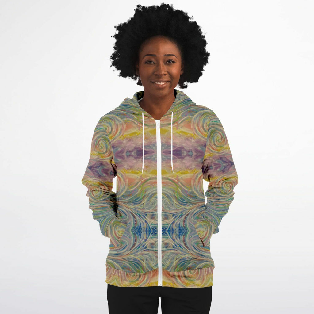 SMW Watercolor Fashion Zip-Up Hoodie - AOP