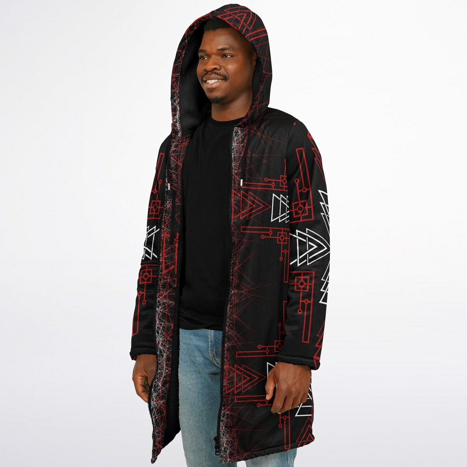 $NiieihiiNookei Microfleece Lined Zipper Cloak - AOP