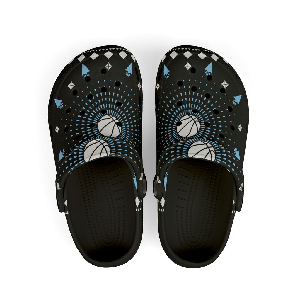 $NiieihiiNookei Kids Basketball Pattern EVA Foam Clogs — Slip-On Sports Shoes