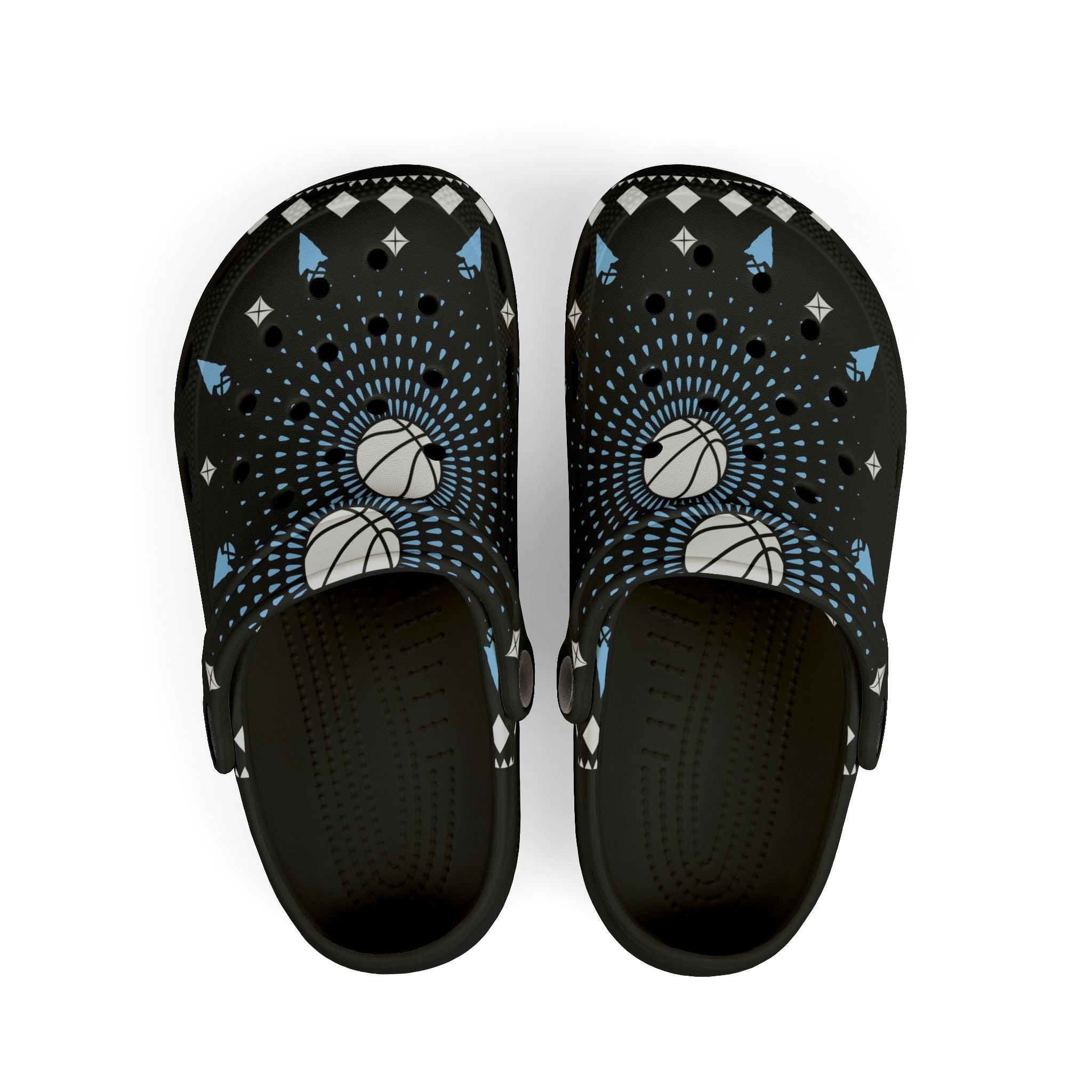 $NiieihiiNookei Kids Basketball Pattern EVA Foam Clogs — Slip-On Sports Shoes