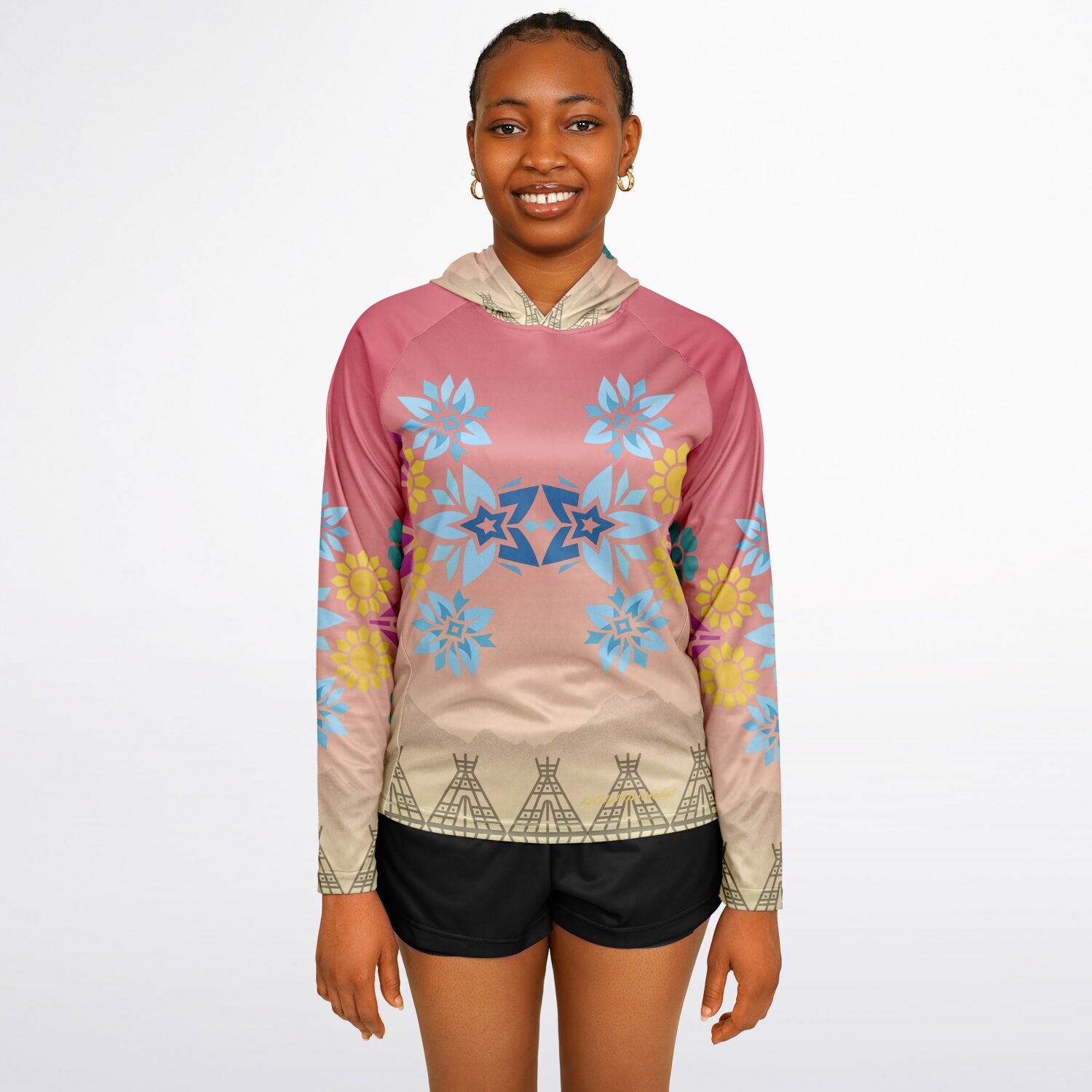 $NiieihiiNookei Women's Long Sleeve Hooded Performance Shirt - AOP