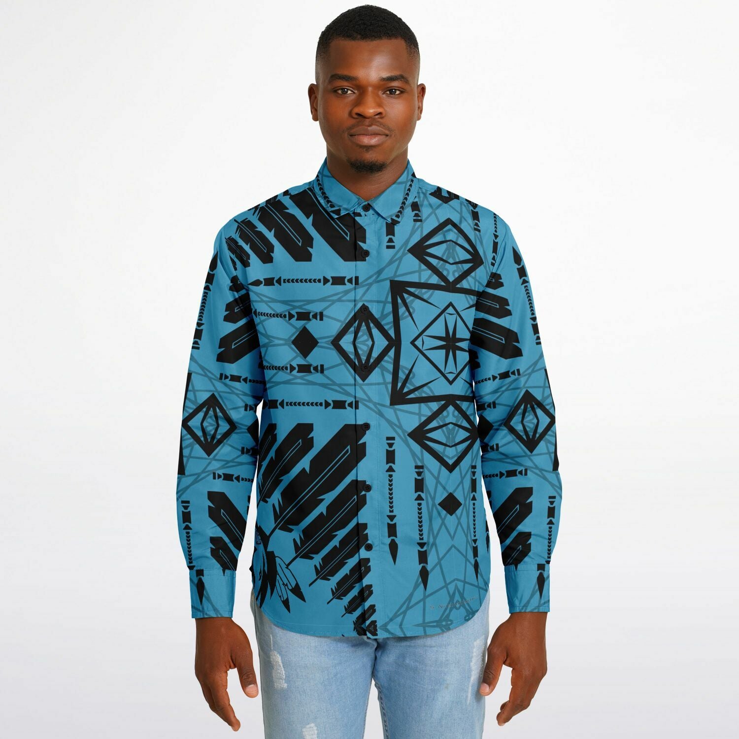 $NiieihiiNookei Long Sleeve Button Down Shirt - AOP