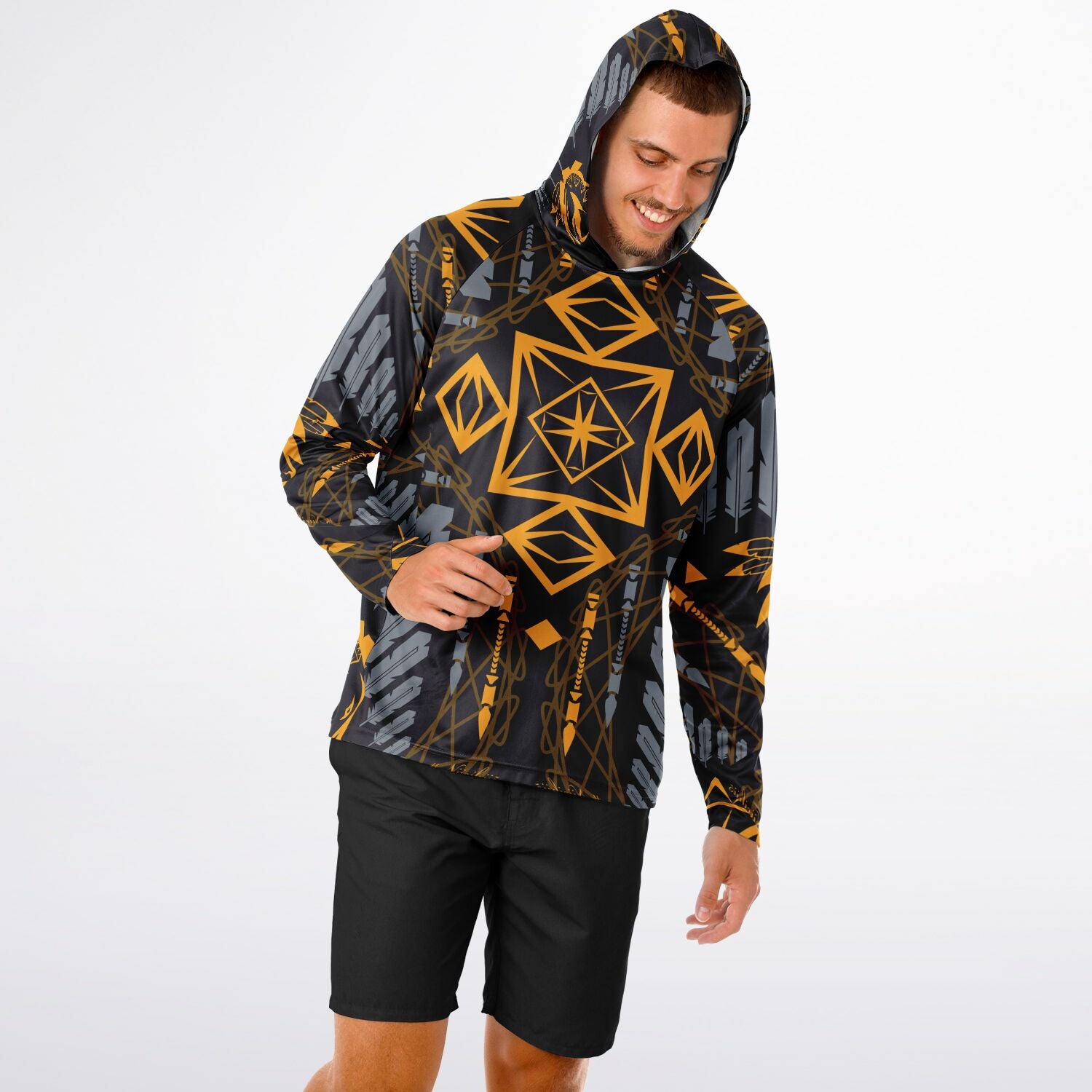 $NiieihiiNookei Long Sleeve Hooded Performance Shirt - AOP