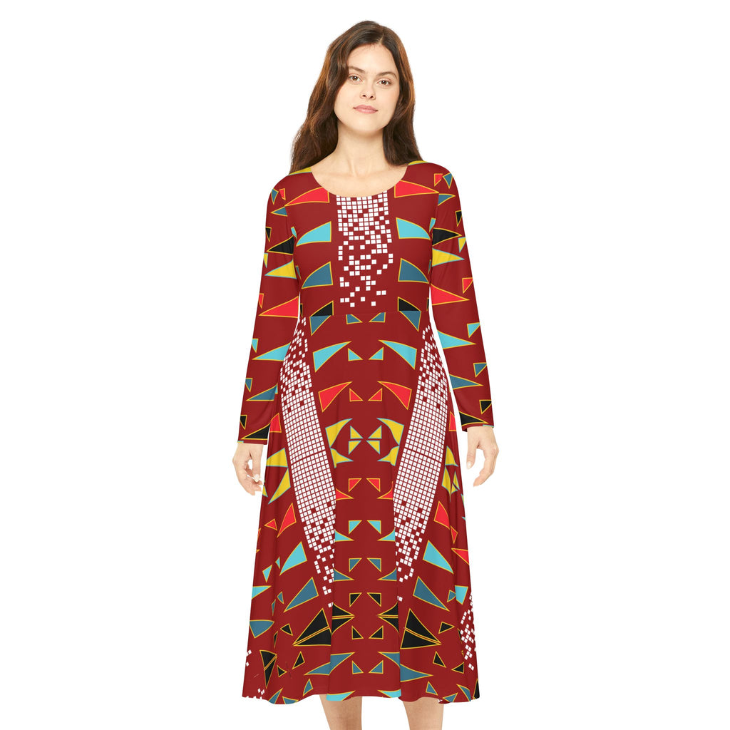 Women's Long Sleeve Dance Dress — River Camp Design by $NiieihiiNookei