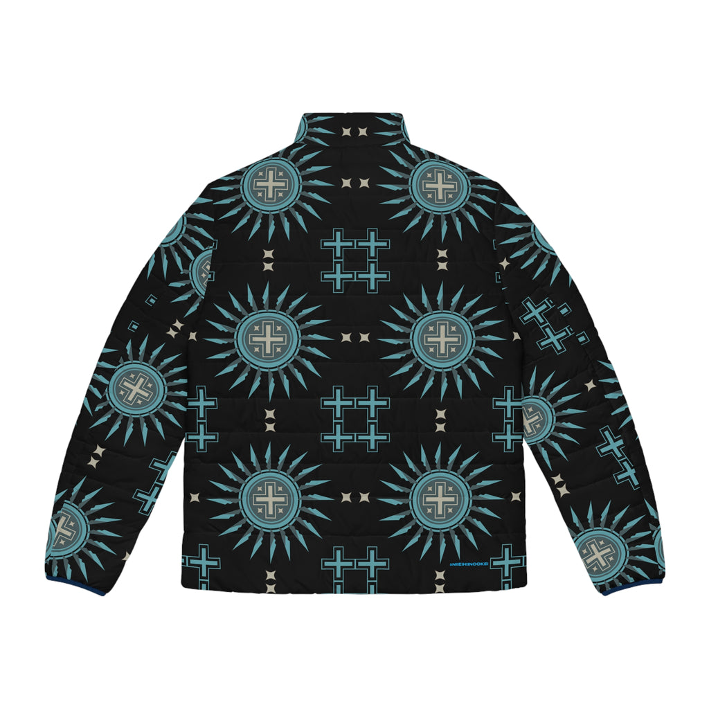 $NiieihiiNookei Men's Puffer Jacket — Geometric All-Over Print