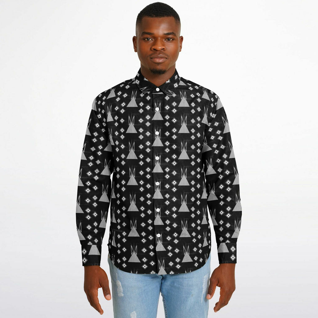 $NiieihiiNookei Long Sleeve Button Down Shirt - AOP