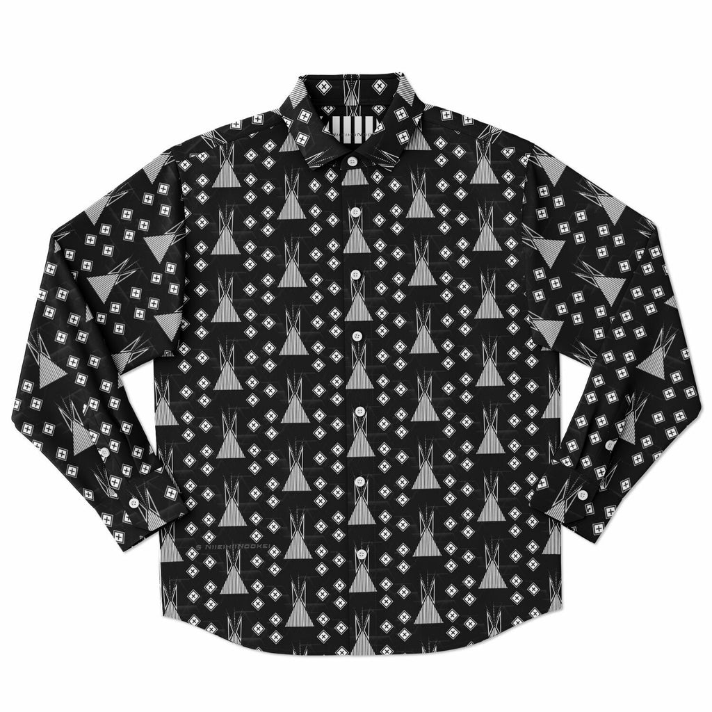 $NiieihiiNookei Long Sleeve Button Down Shirt - AOP