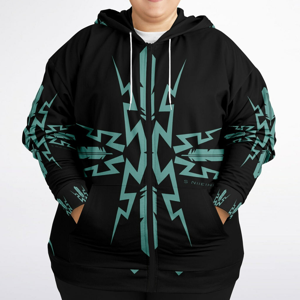 $NiieihiiNookei Plus-size Ziphoodie - AOP