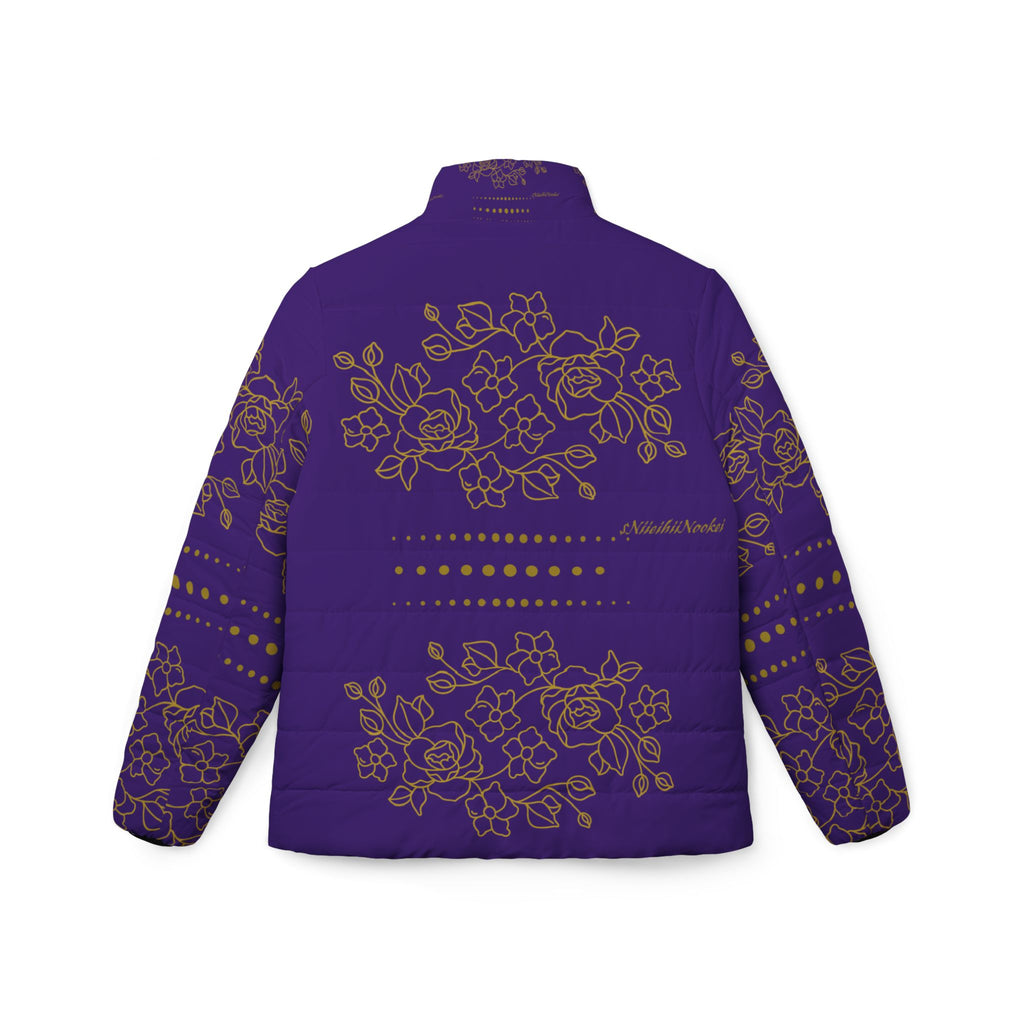$NiieihiiNookei Floral Gold Accent Puffer Jacket — Women's Purple Quilted Coat