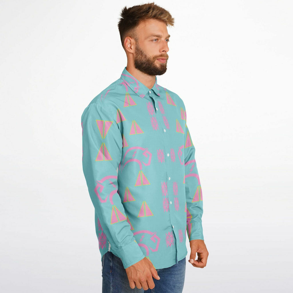 $NiieihiiNookei Long Sleeve Button Down Shirt - AOP