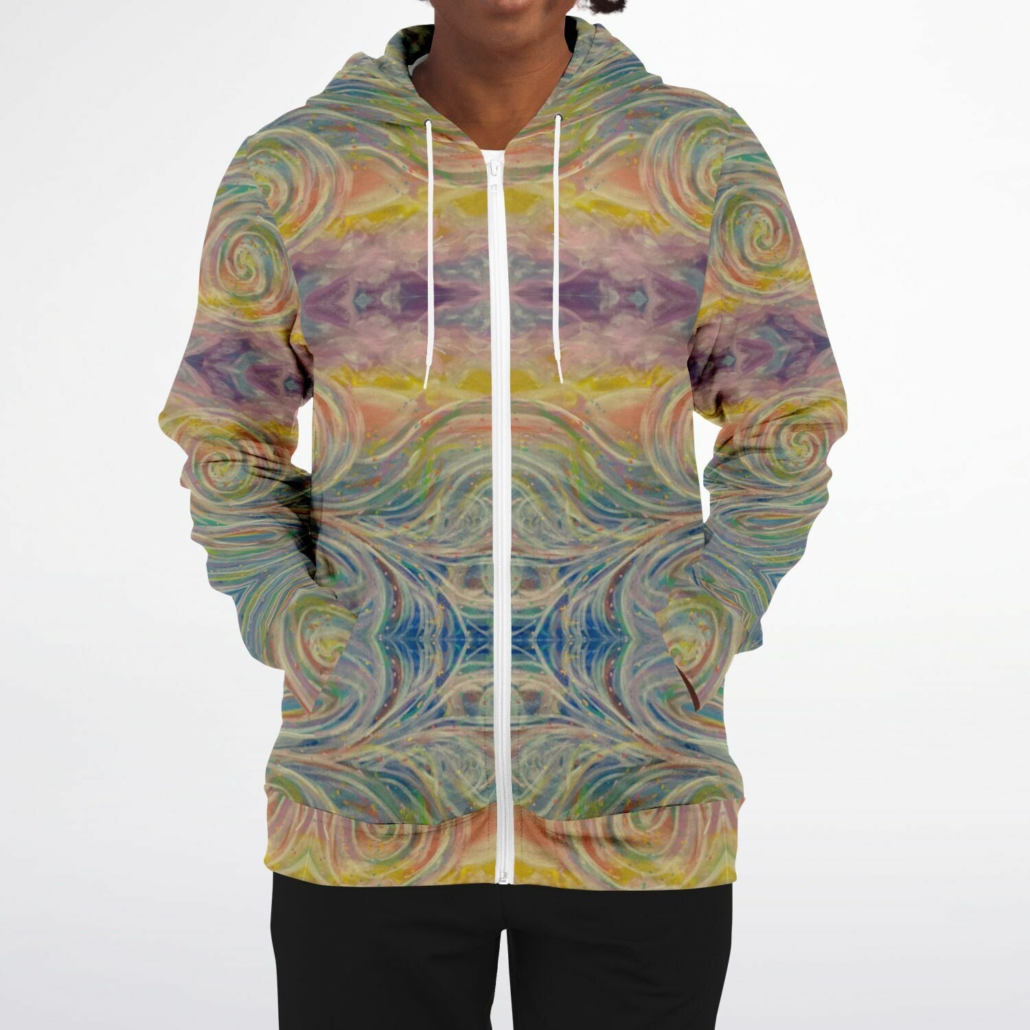 SMW Watercolor Fashion Zip-Up Hoodie - AOP