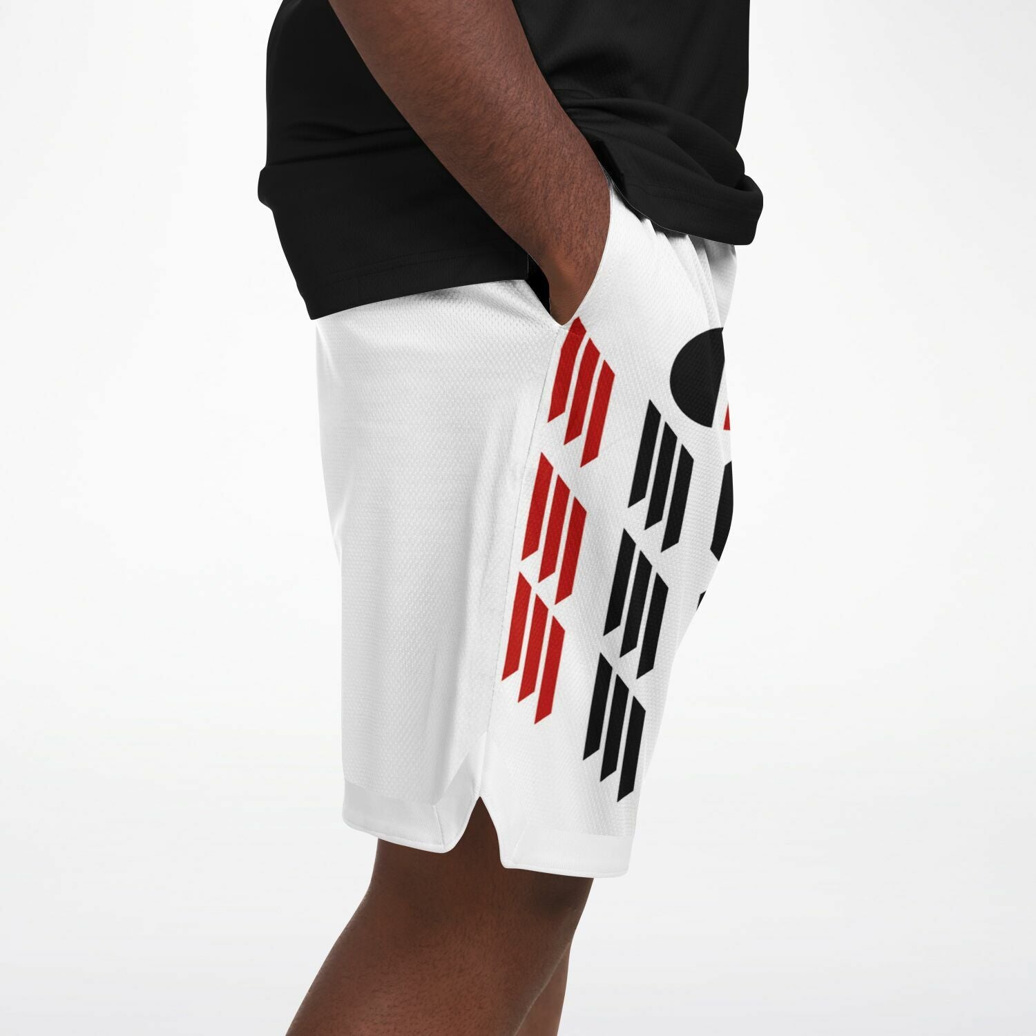$NiieihiiNookei Arapaho Flag Design Basketball Short Rib - AOP