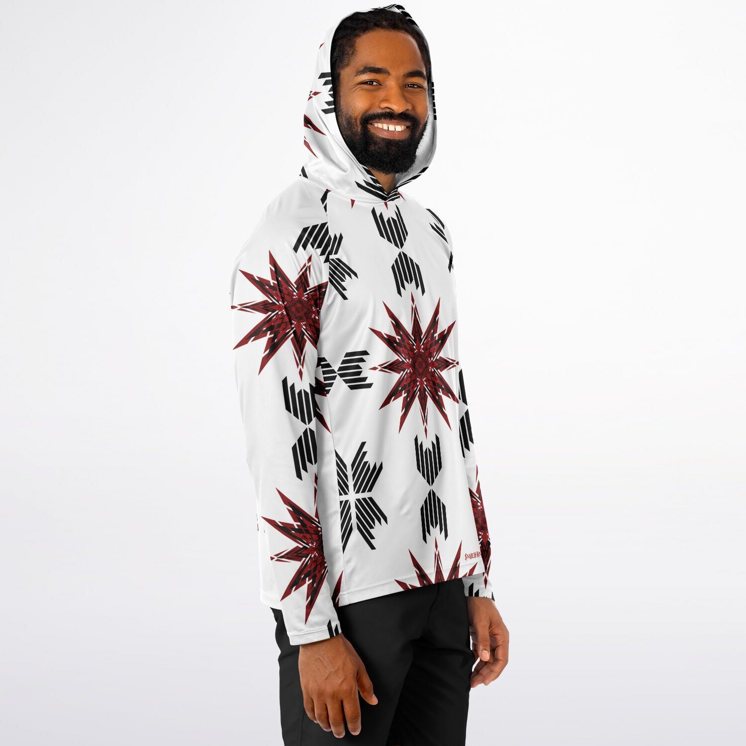 Men's Long Sleeve Hooded Performance Shirt - AOP