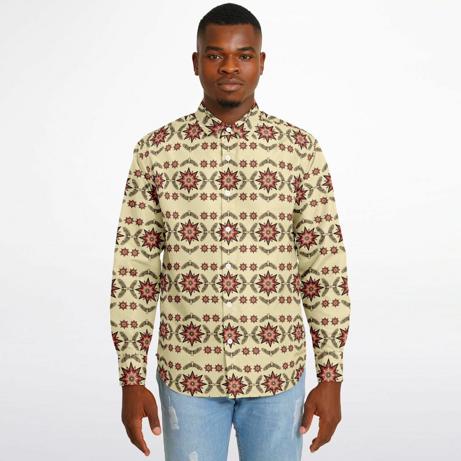 $NiieihiiNookei Long Sleeve Button Down Shirt - AOP