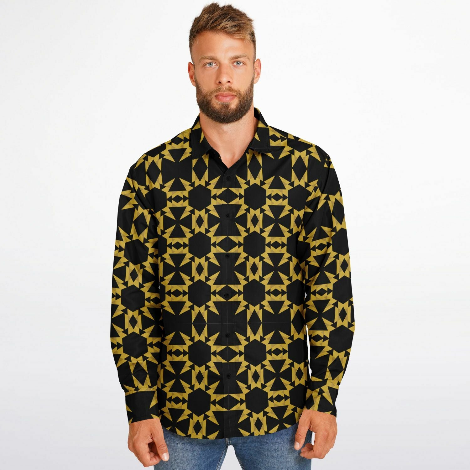 $NiieihiiNookei Long Sleeve Button Down Shirt - AOP