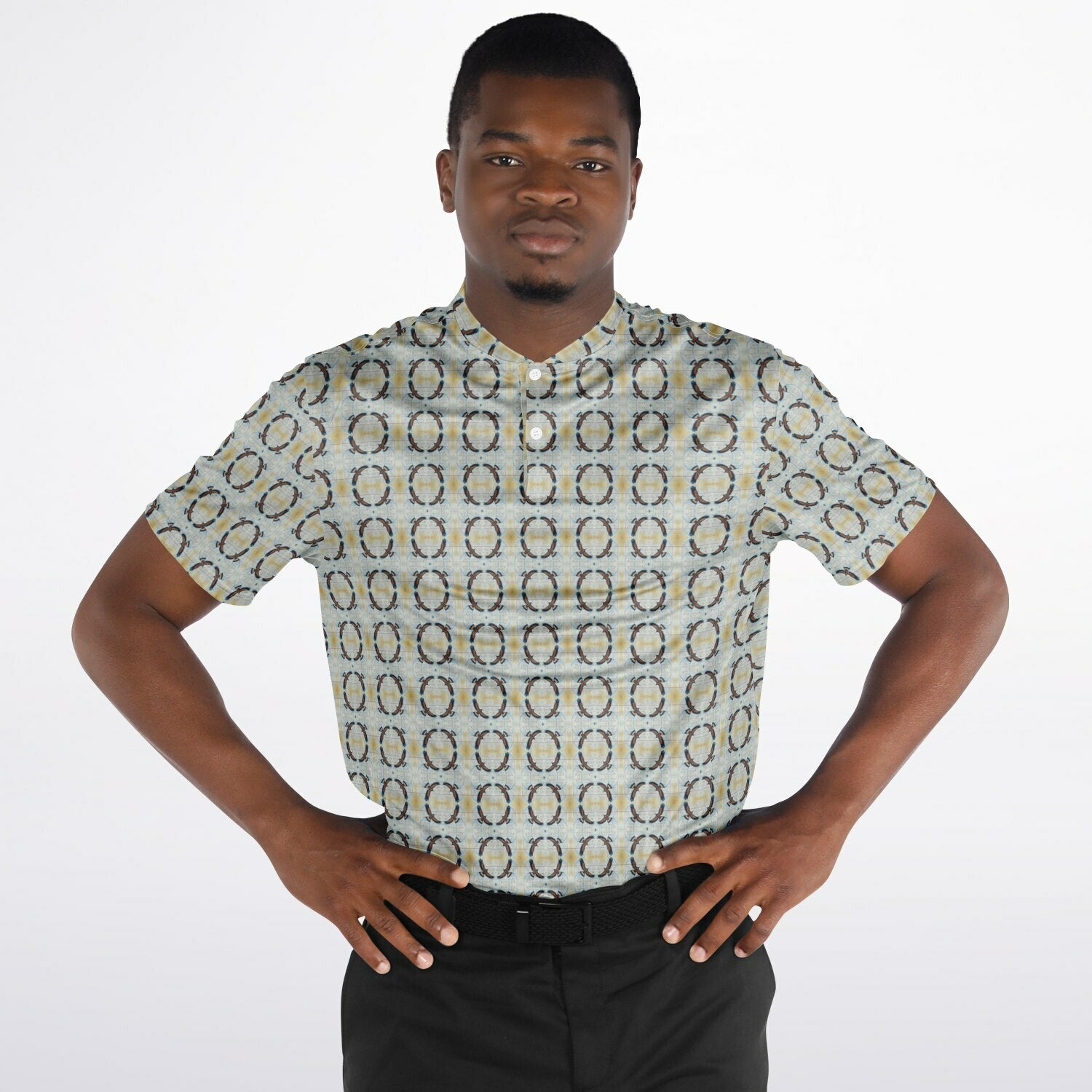 $NiieihiiNookei Blade Collar Polo Shirt - AOP