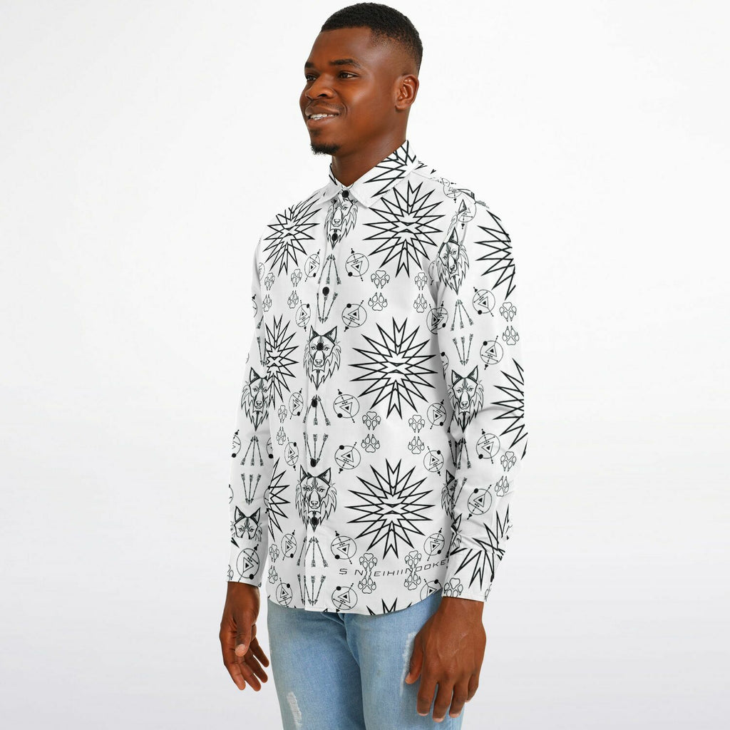 $NiieihiiNookei Long Sleeve Button Down Shirt - AOP