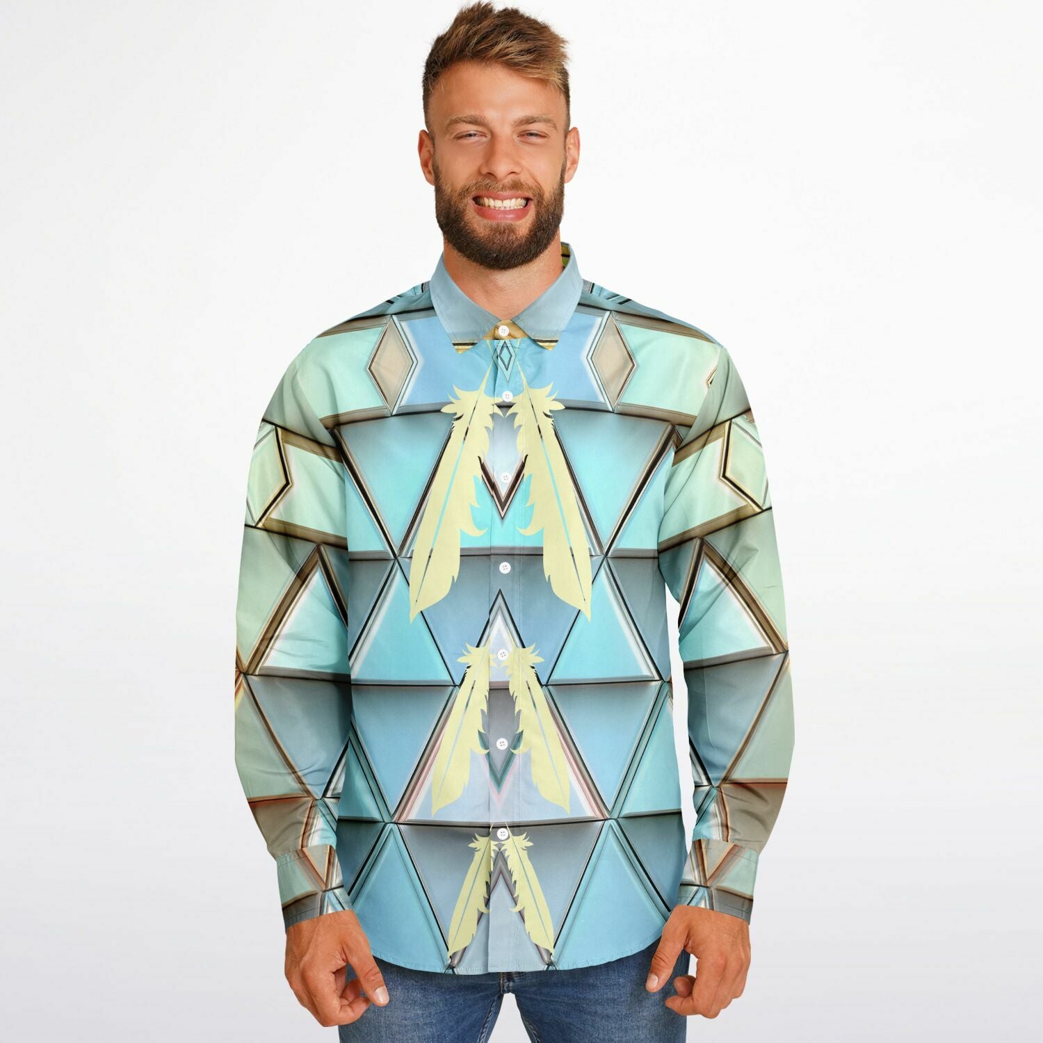 $NiieihiiNookei Long Sleeve Button Down Shirt - AOP