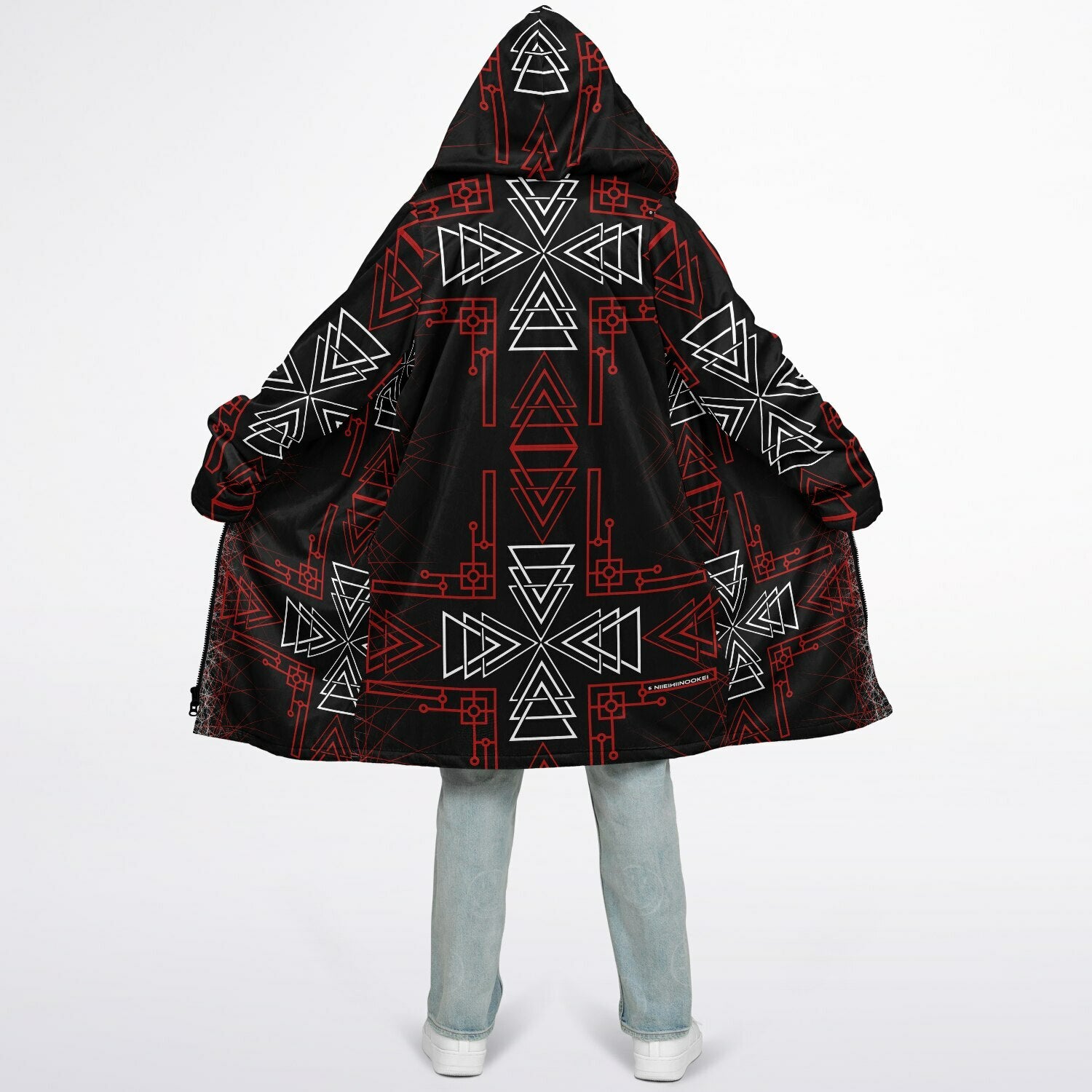 $NiieihiiNookei Microfleece Lined Zipper Cloak - AOP