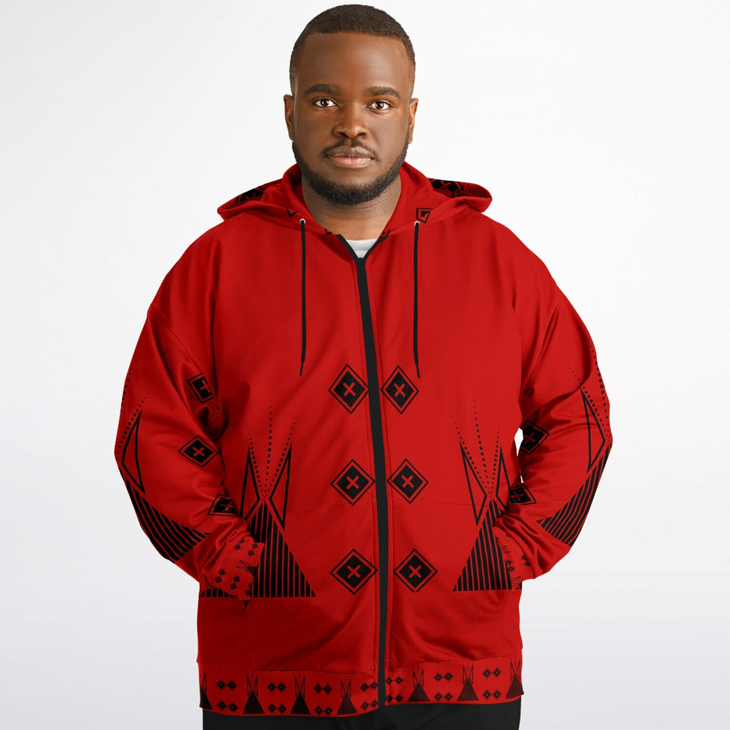$NiieihiiNookei Fashion Plus-size Ziphoodie - AOP Red