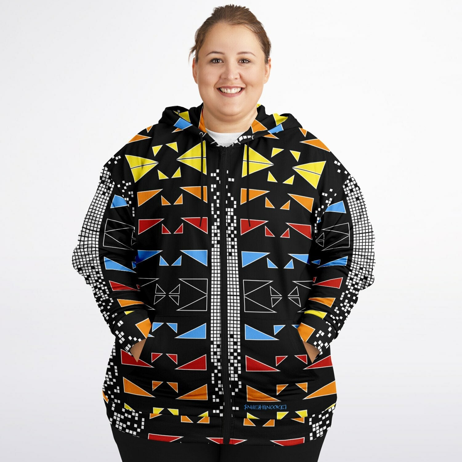 $NiieihiiNookei Fashion Plus-size Ziphoodie - AOP