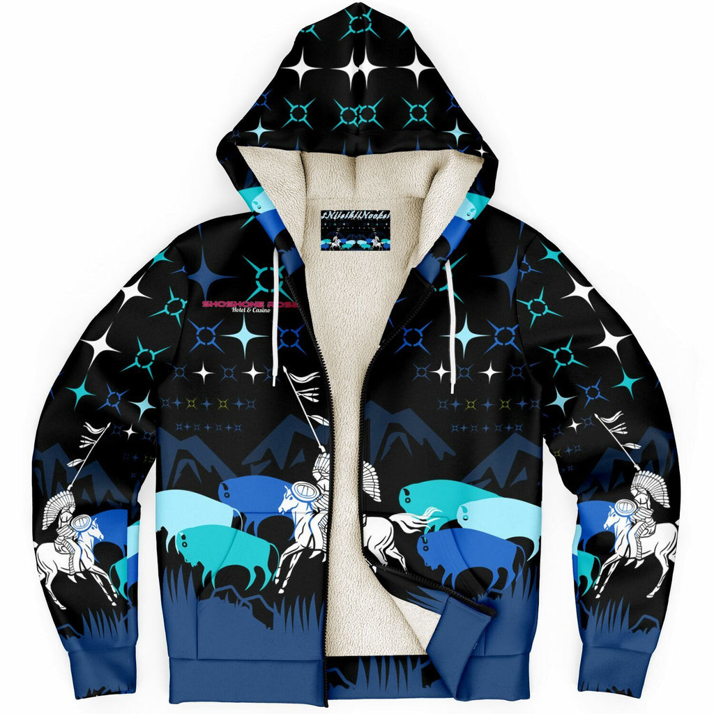 $NiieihiiNookei CUSTOM Shoshone Rose Microfleece Ziphoodie - AOP