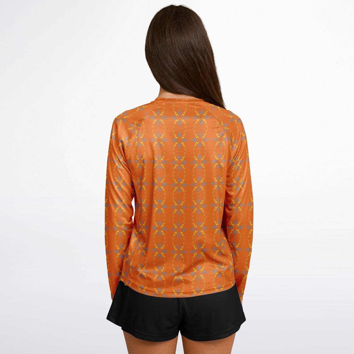 Women's Long Sleeve Performance Shirt - AOP Orange