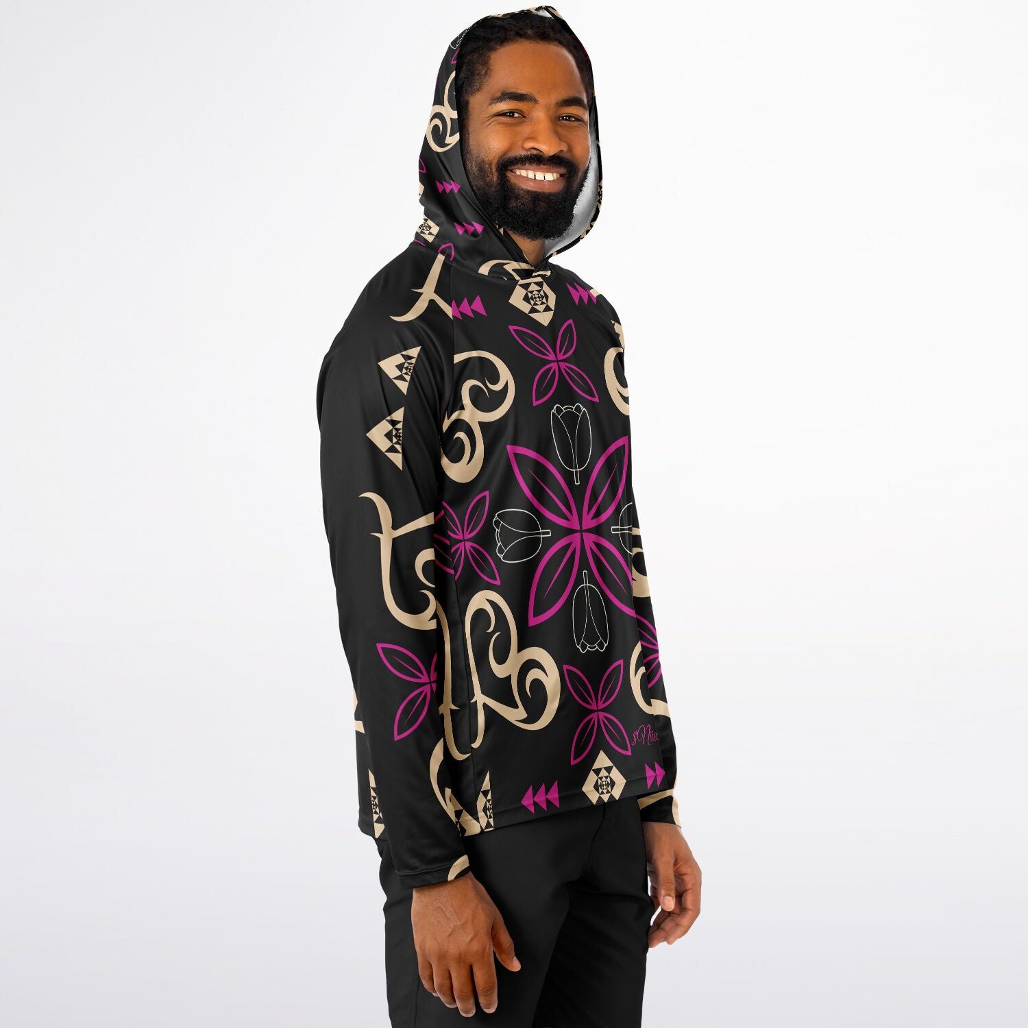 $NiieihiiNookei Men's Long Sleeve Hooded Performance Shirt - AOP