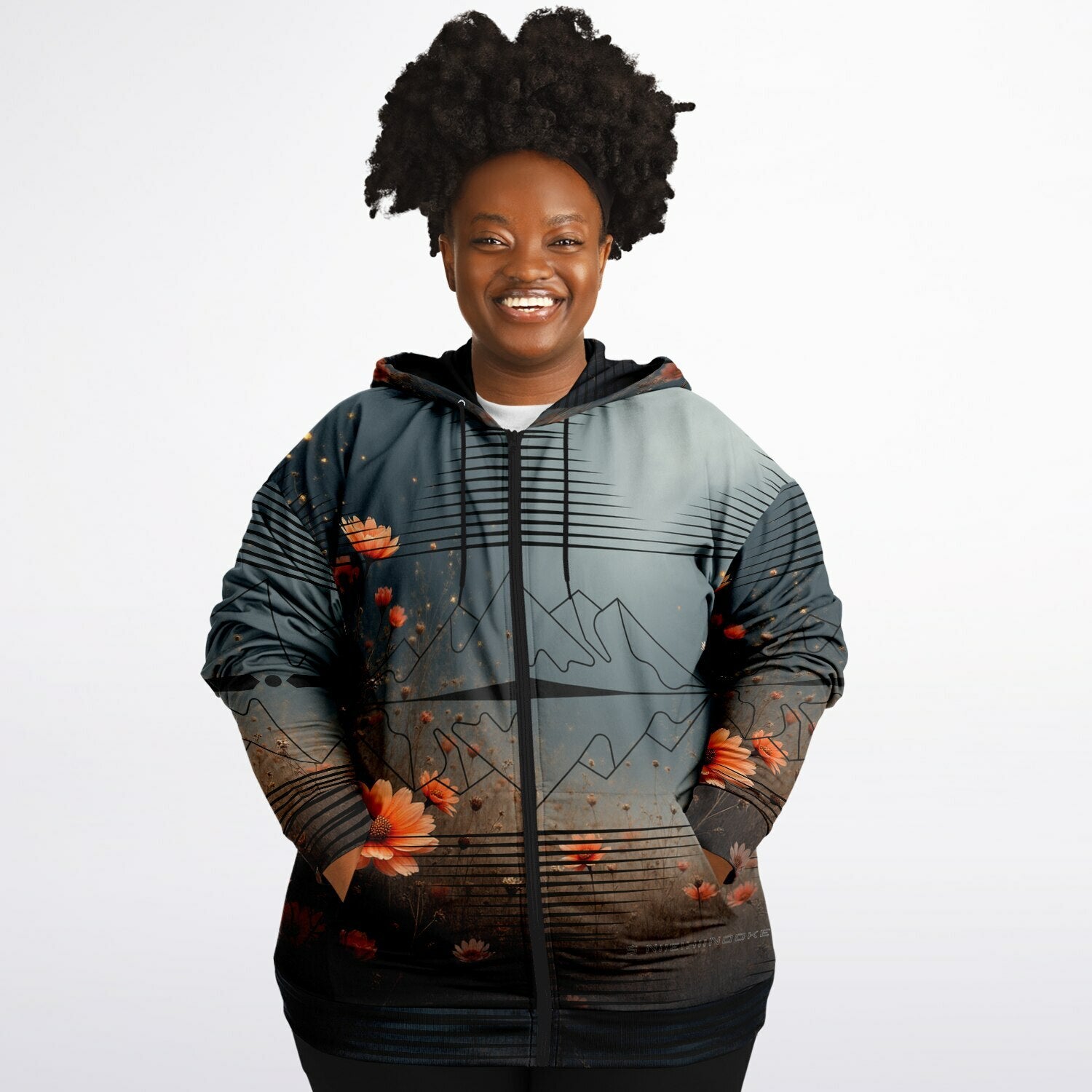 $NiieihiiNookei  Plus-size Ziphoodie - AOP