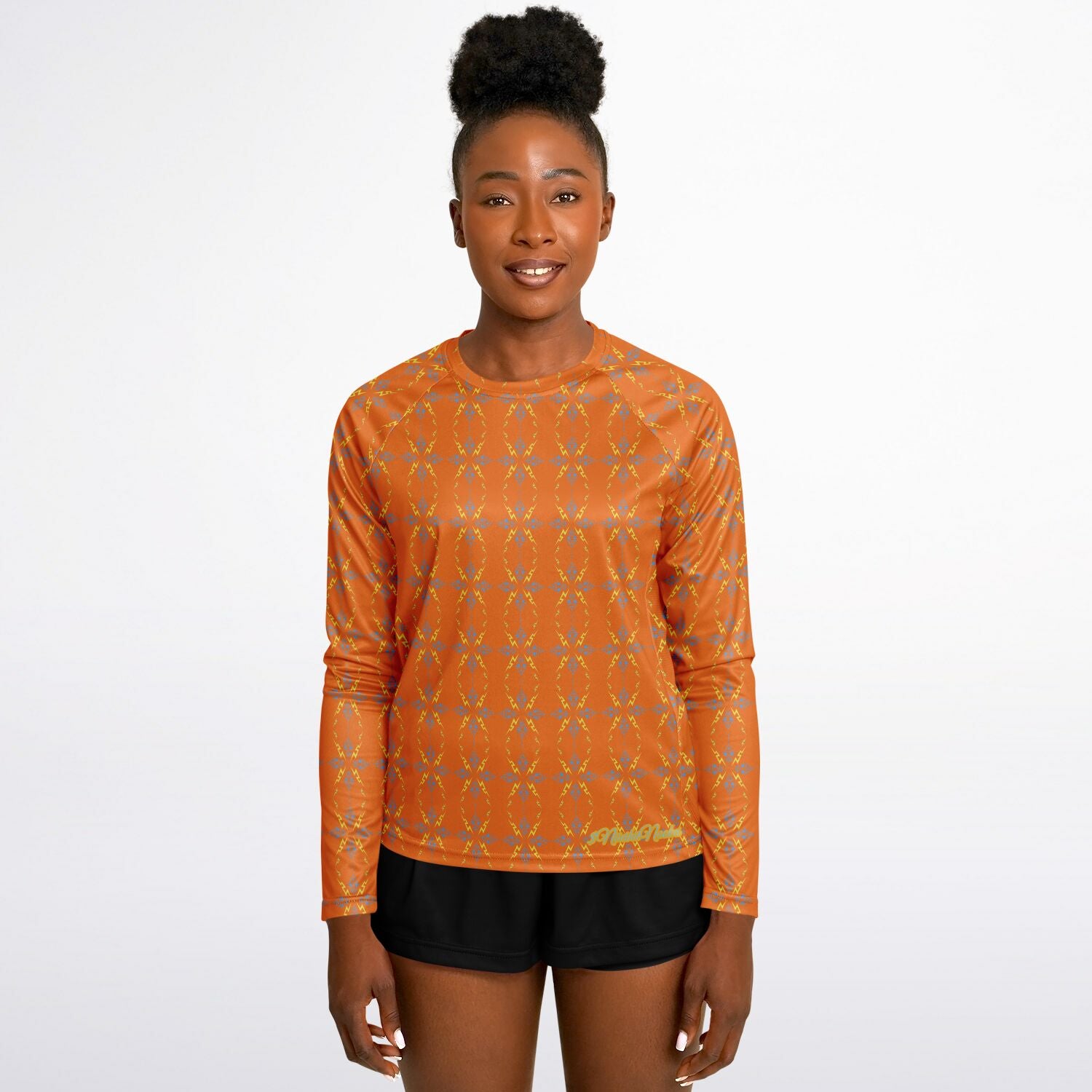 Women's Long Sleeve Performance Shirt - AOP Orange